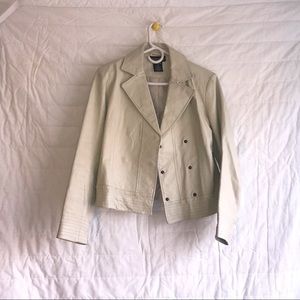 Cream Color 100% Leather Jacket